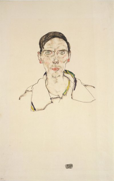 Portrait of a Young Man Wearing Sports Clothes by Egon Schiele